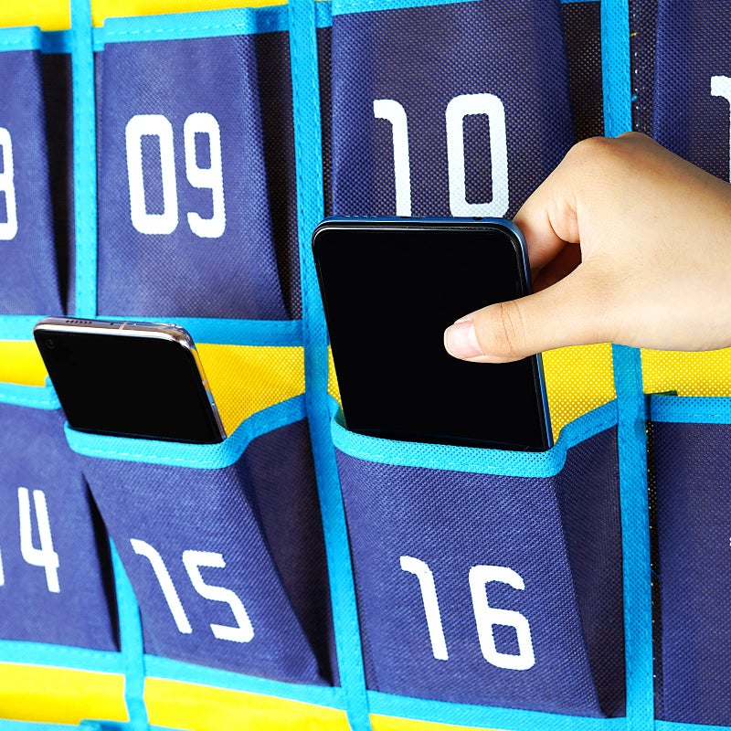 Loghot Classroom Accessories Closet Pocket Chart for Cell Phones Holder Wall Door Hanging Organizer (36 Pockets Blue) - Image 4